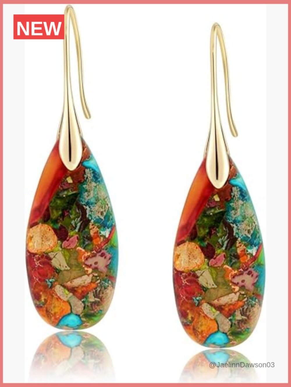 Natural Stone Hoop Dangle Drop Earrings Statement Gold Silver